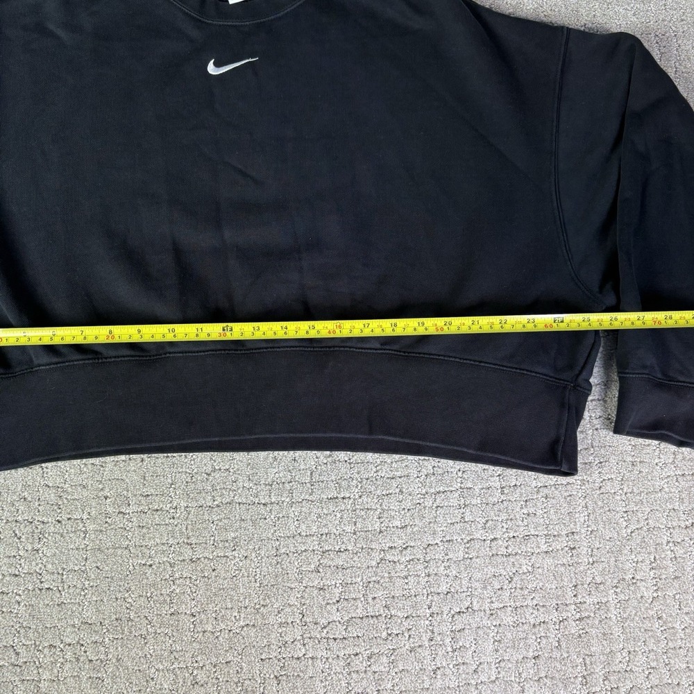 Vintage Nike Y2K Sweatshirt Black Crop Top Center Swoosh Woman's M - Picture 3 of 7